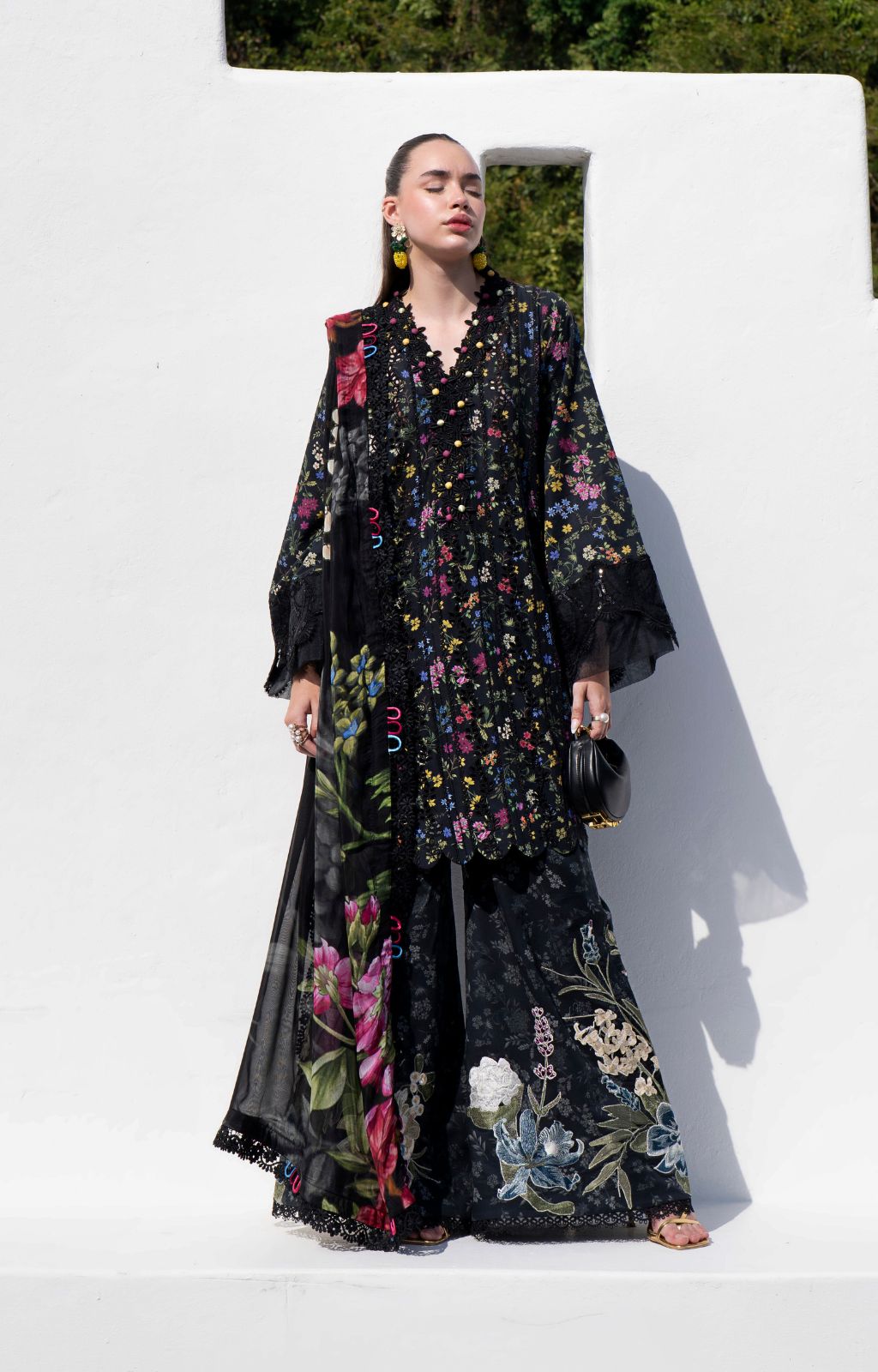 AJR Couture | Printakari Lawn 25 | Midnight Flora by AJR Couture - Designer Dress - Type: Ladies Clothes - Available at Libayah - 100% Original