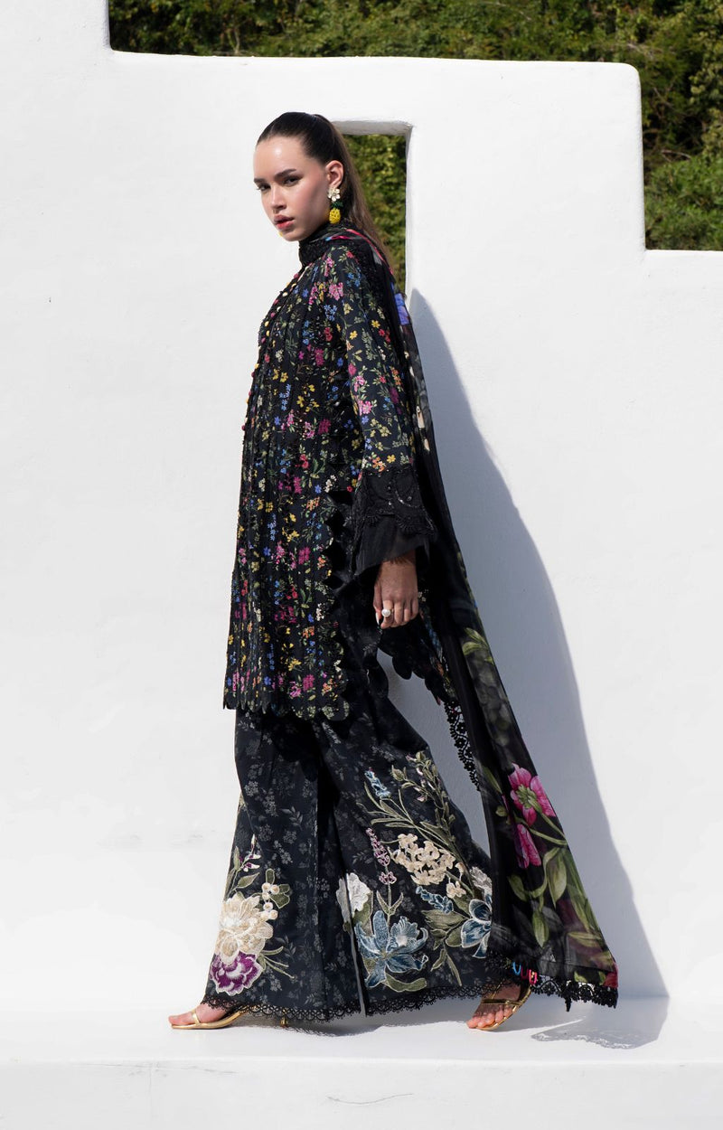 AJR Couture | Printakari Lawn 25 | Midnight Flora by AJR Couture - Designer Dress - Type: Ladies Clothes - Available at Libayah - 100% Original
