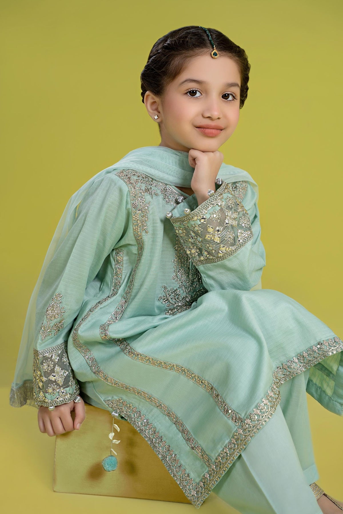 kids-clothes-mkd-ef24-02r1-ferozi by Maria B Kids - Designer Dress  - Type : KidsClothes - Available at Libayah - 100% Original 