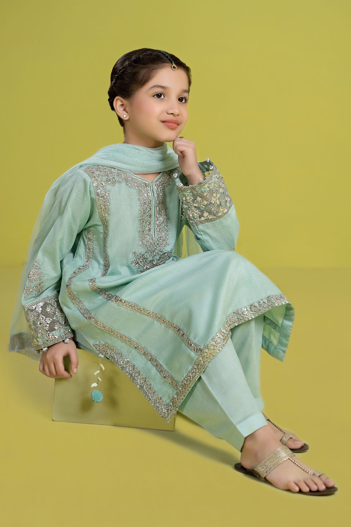 kids-clothes-mkd-ef24-02r1-ferozi by Maria B Kids - Designer Dress  - Type : KidsClothes - Available at Libayah - 100% Original 