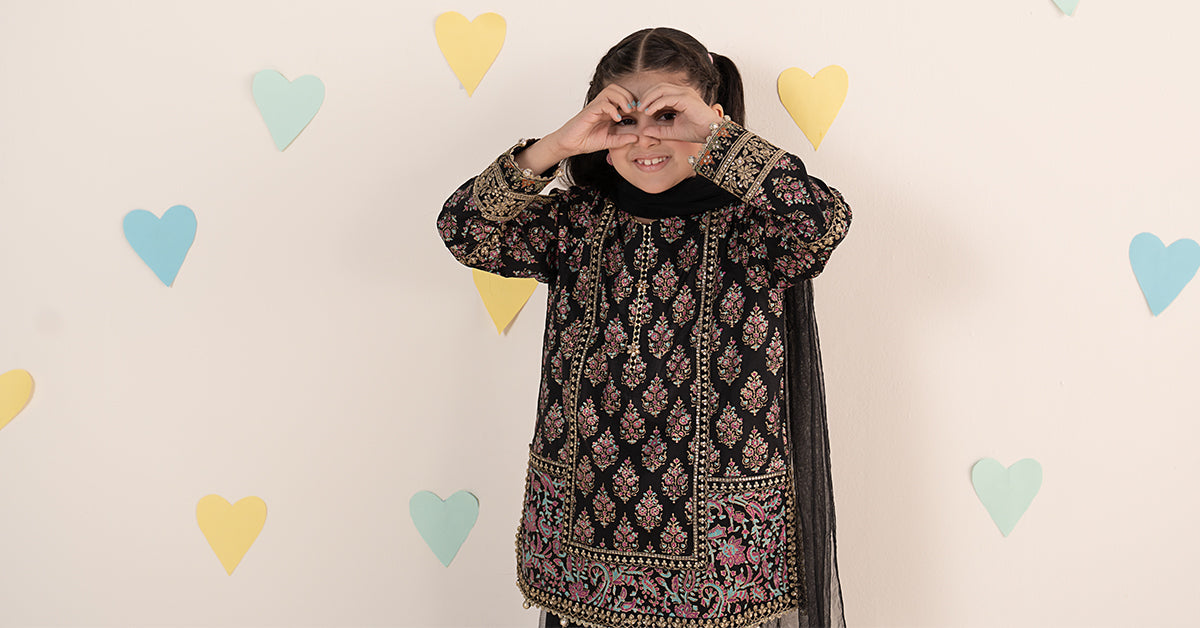kids-clothes-mkd-ea24-01r1-black by Maria B Kids - Designer Dress  - Type : KidsClothes - Available at Libayah - 100% Original 