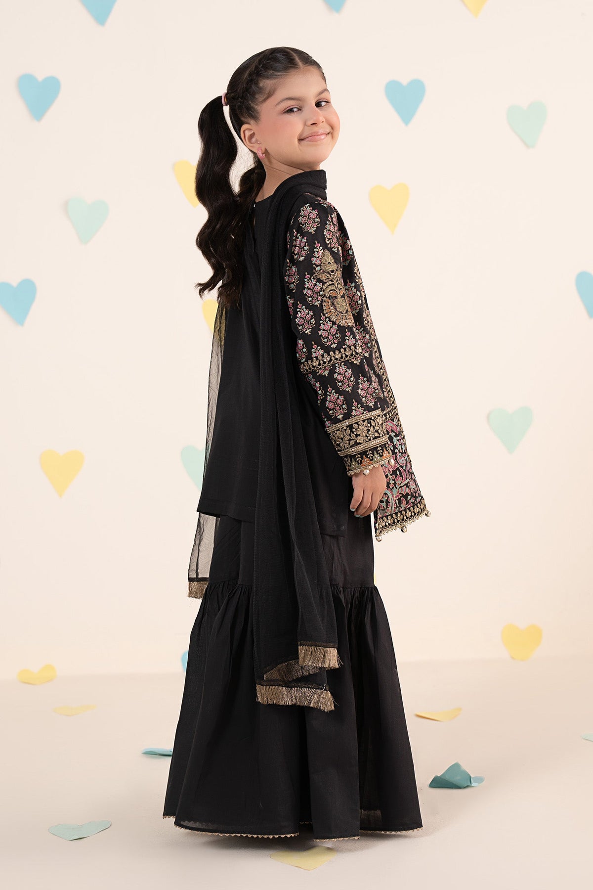 kids-clothes-mkd-ea24-01r1-black by Maria B Kids - Designer Dress  - Type : KidsClothes - Available at Libayah - 100% Original 