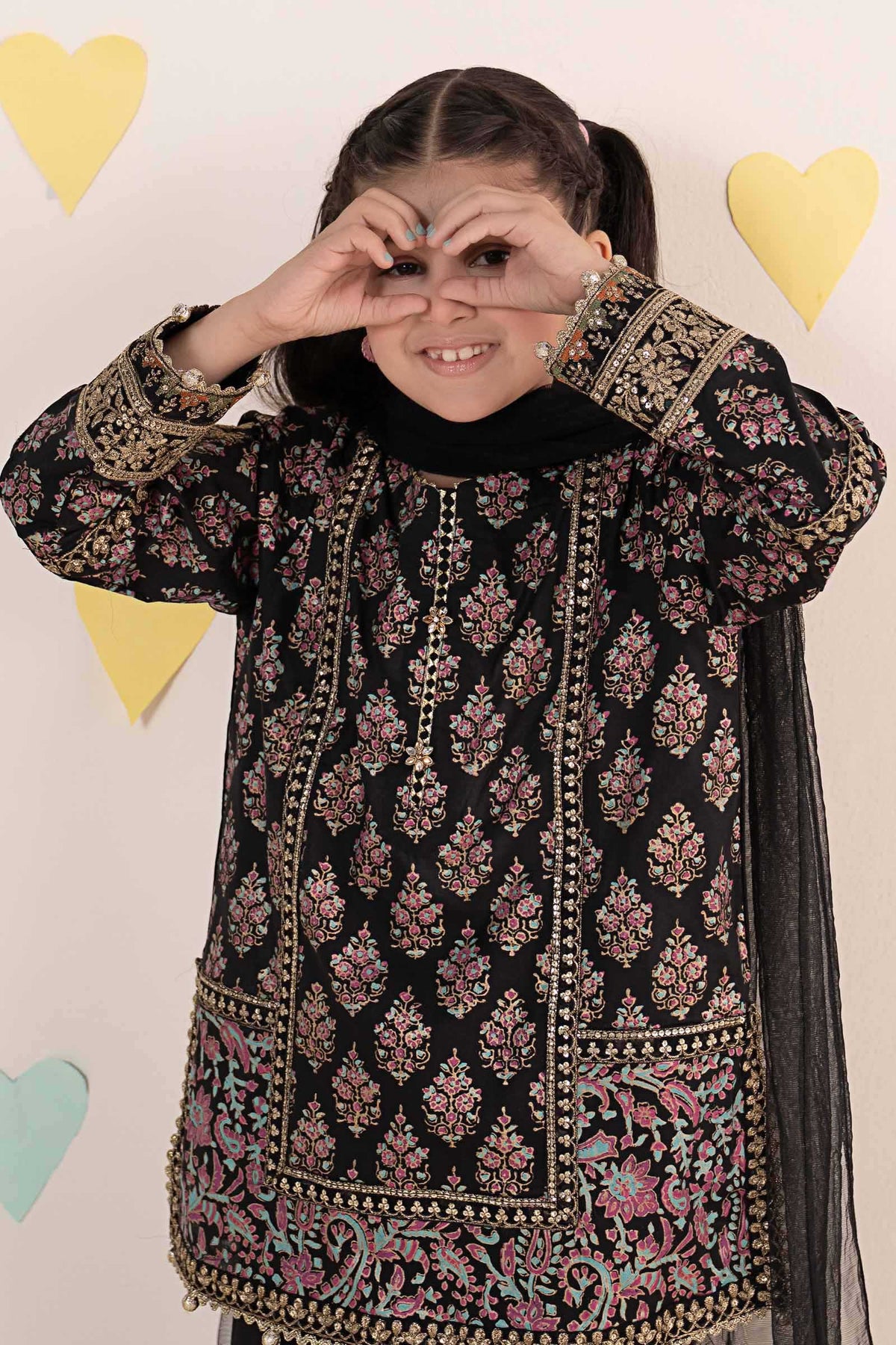 kids-clothes-mkd-ea24-01r1-black by Maria B Kids - Designer Dress  - Type : KidsClothes - Available at Libayah - 100% Original 