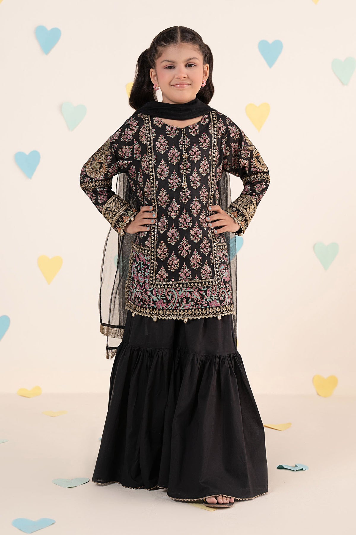 kids-clothes-mkd-ea24-01r1-black by Maria B Kids - Designer Dress  - Type : KidsClothes - Available at Libayah - 100% Original 