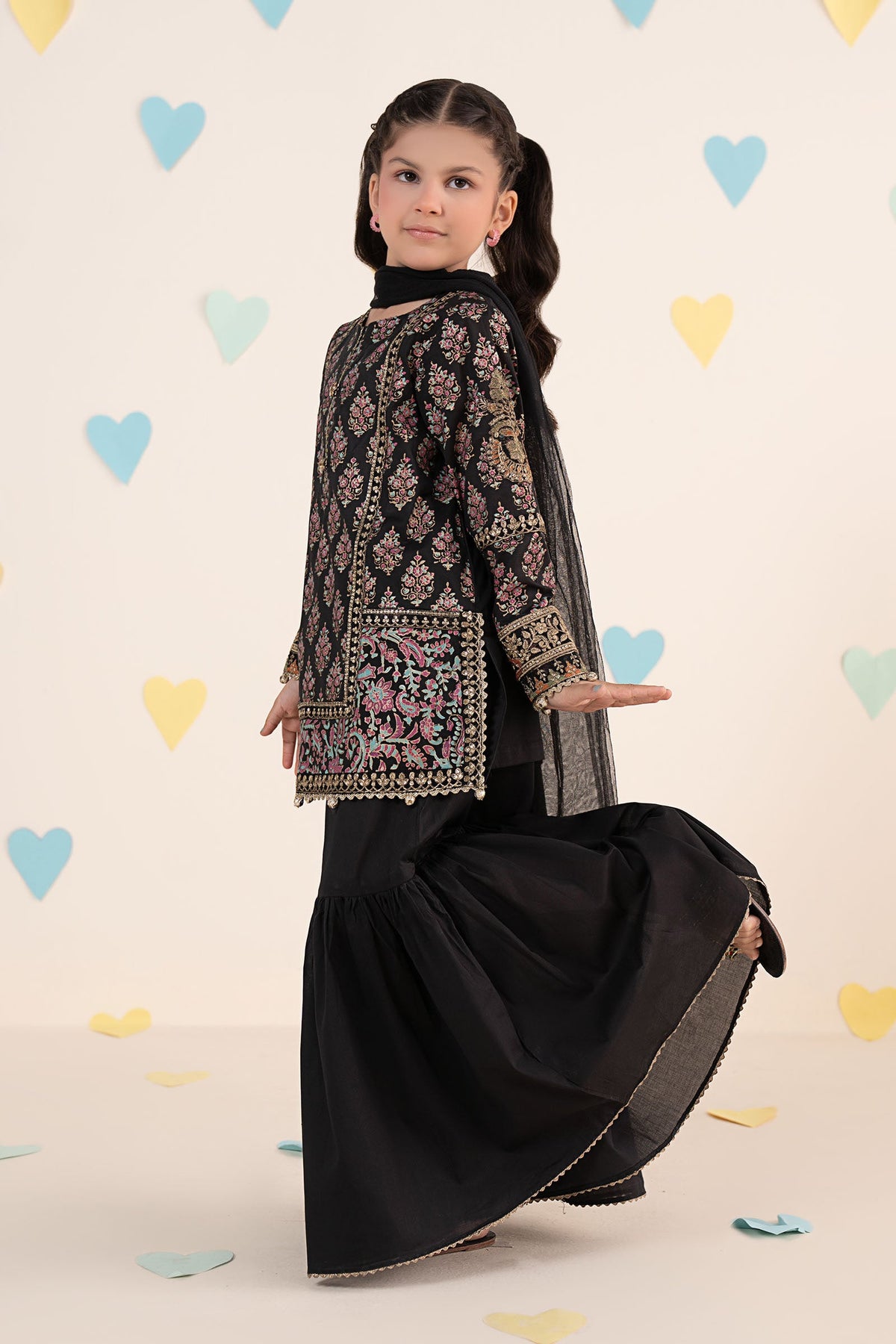 kids-clothes-mkd-ea24-01r1-black by Maria B Kids - Designer Dress  - Type : KidsClothes - Available at Libayah - 100% Original 