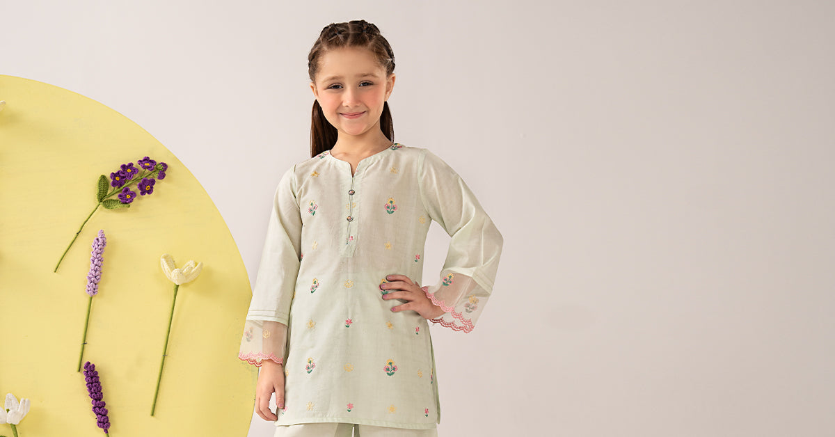 kids-clothes-mkd-ea26-03-lime-green by Maria B Kids - Designer Dress  - Type : KidsClothes - Available at Libayah - 100% Original 