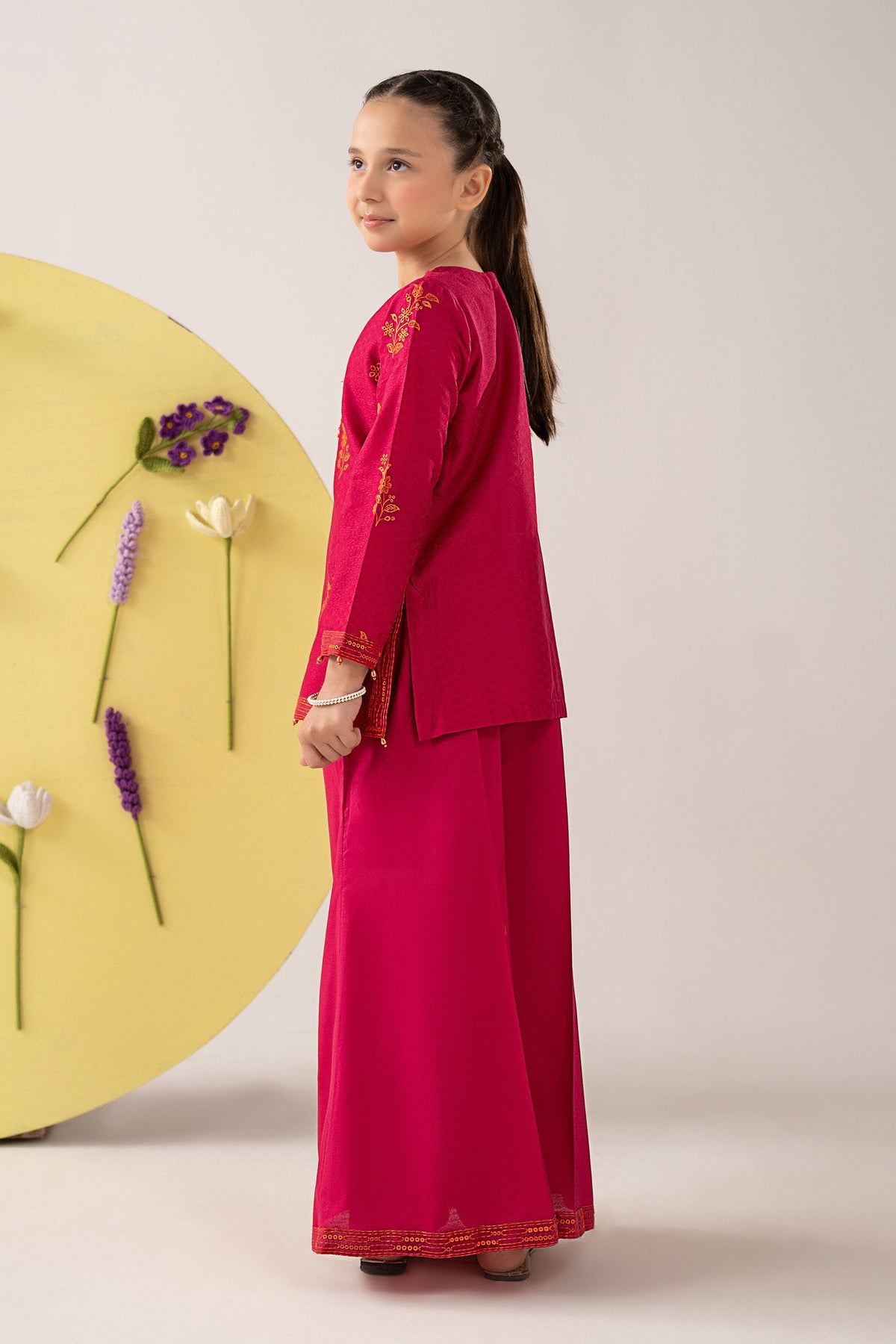 kids-clothes-mkd-ea26-07-dark-pink by Maria B Kids - Designer Dress  - Type : KidsClothes - Available at Libayah - 100% Original 