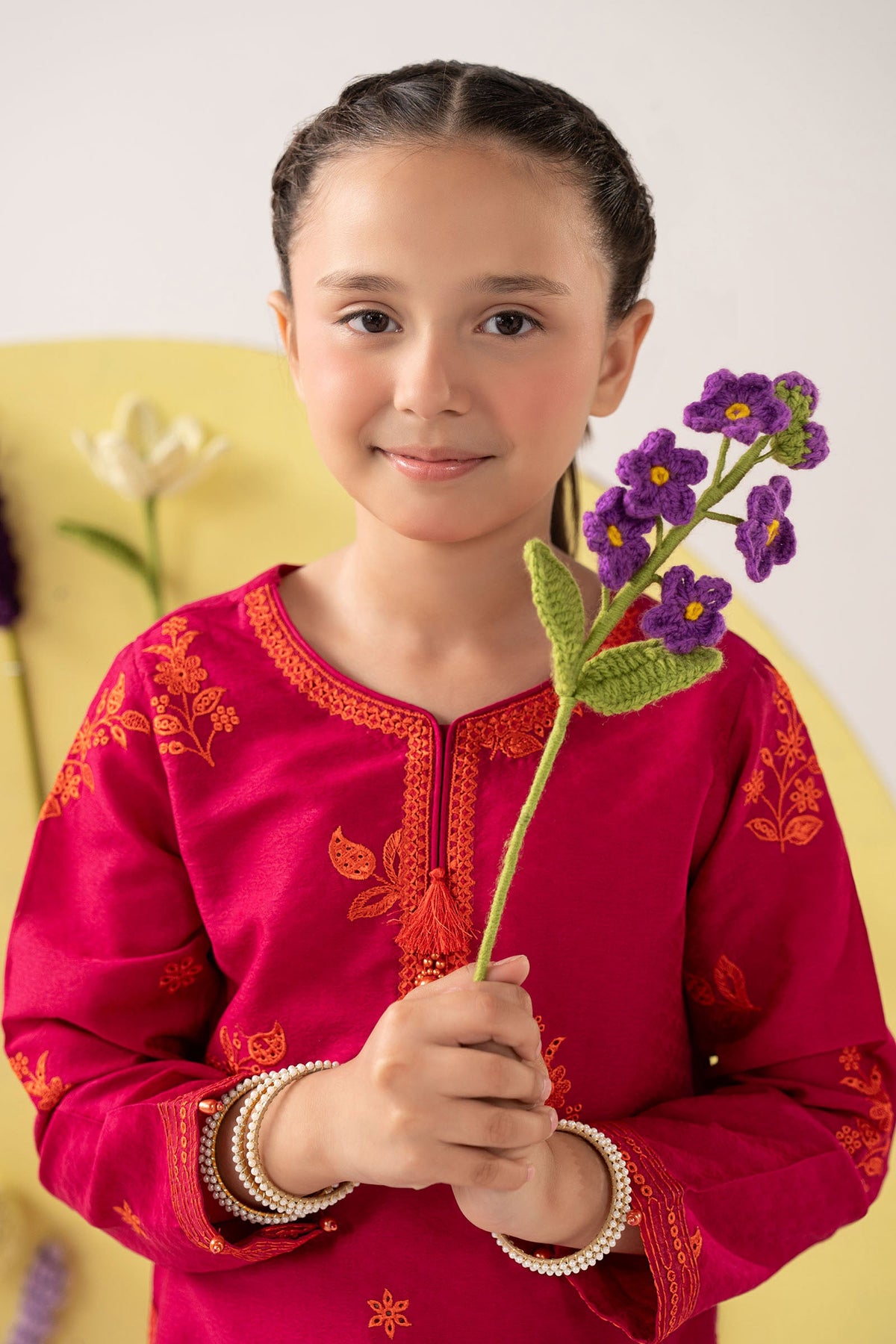kids-clothes-mkd-ea26-07-dark-pink by Maria B Kids - Designer Dress  - Type : KidsClothes - Available at Libayah - 100% Original 