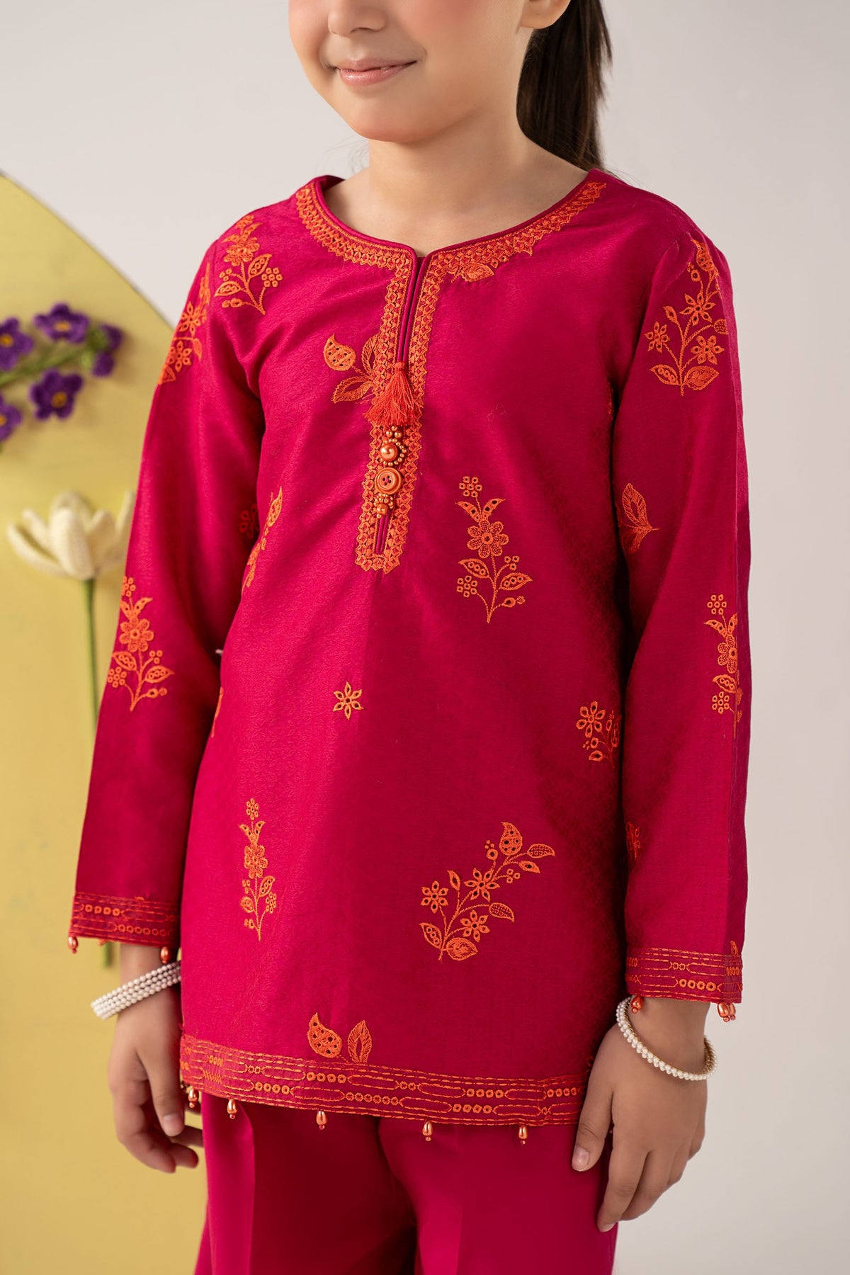 kids-clothes-mkd-ea26-07-dark-pink by Maria B Kids - Designer Dress  - Type : KidsClothes - Available at Libayah - 100% Original 