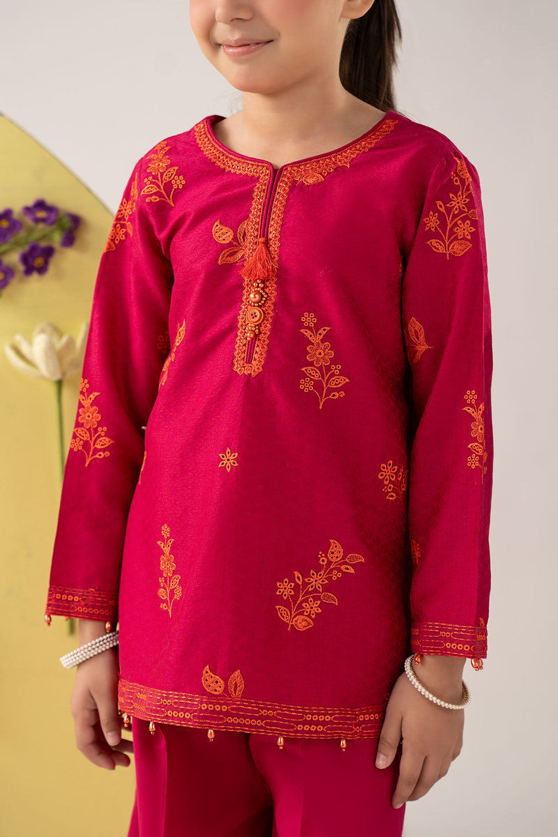 kids-clothes-mkd-ea26-07-dark-pink by Maria B Kids - Designer Dress  - Type : KidsClothes - Available at Libayah - 100% Original 