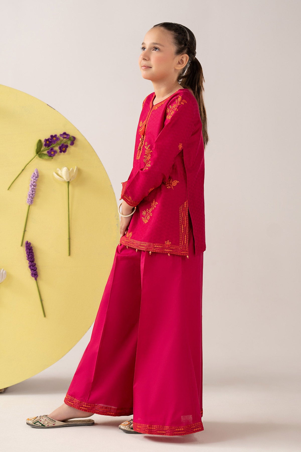 kids-clothes-mkd-ea26-07-dark-pink by Maria B Kids - Designer Dress  - Type : KidsClothes - Available at Libayah - 100% Original 