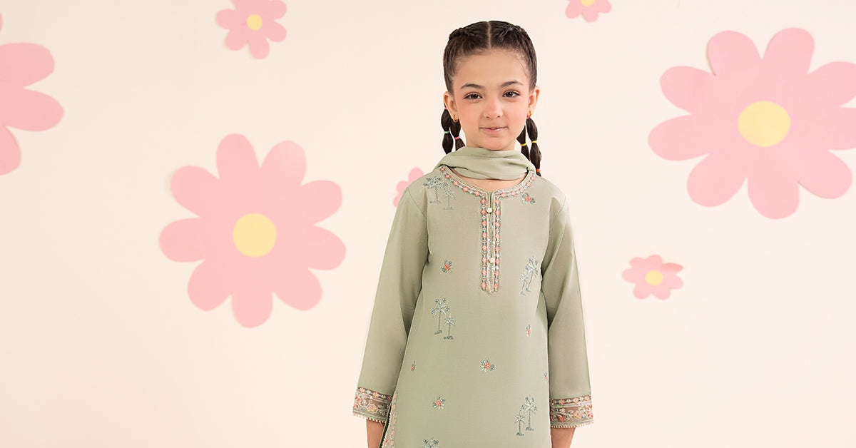 kids-clothes-mkd-ea26-08-mint-green by Maria B Kids - Designer Dress  - Type : KidsClothes - Available at Libayah - 100% Original 