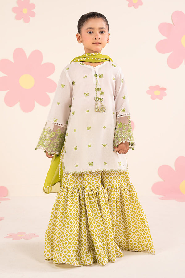 kids-clothes-mkd-ea26-14-white-and-neon-green by Maria B Kids - Designer Dress  - Type : KidsClothes - Available at Libayah - 100% Original 