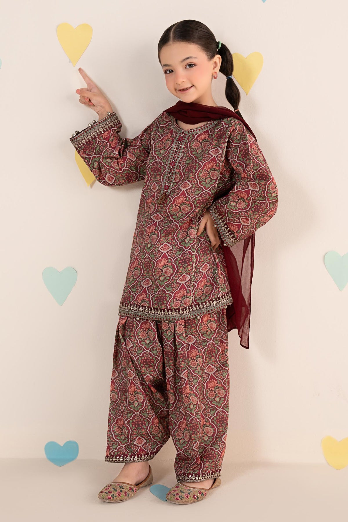 kids-clothes-mkd-ea26-17-magenta by Maria B Kids - Designer Dress  - Type : KidsClothes - Available at Libayah - 100% Original 