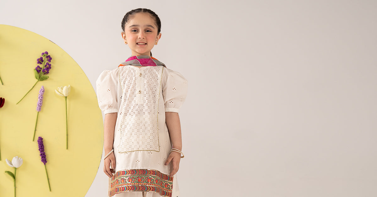 kids-clothes-mkd-ef25-41r1-white by Maria B Kids - Designer Dress  - Type : KidsClothes - Available at Libayah - 100% Original 