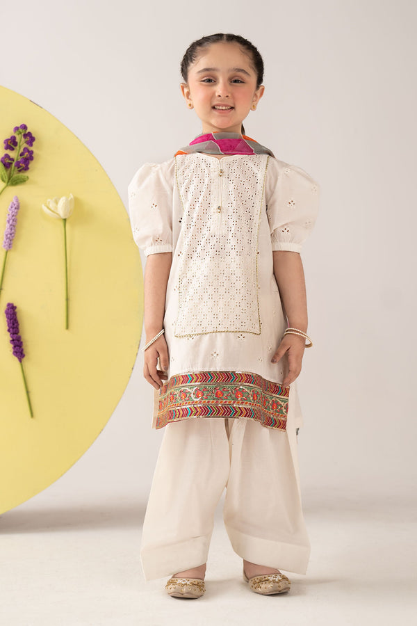 kids-clothes-mkd-ef25-41r1-white by Maria B Kids - Designer Dress  - Type : KidsClothes - Available at Libayah - 100% Original 