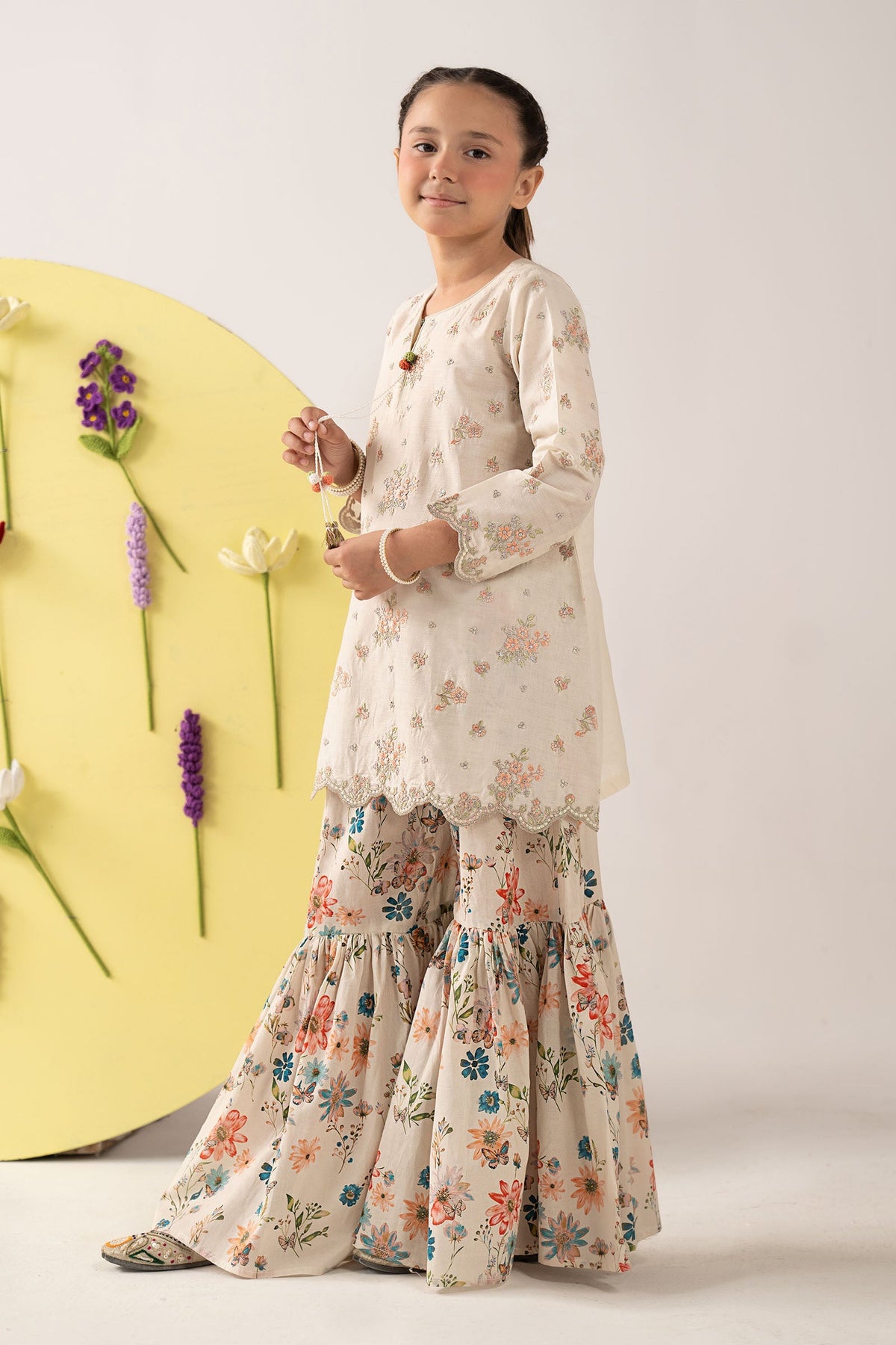kids-clothes-mkd-ef26-43-off-white by Maria B Kids - Designer Dress  - Type : KidsClothes - Available at Libayah - 100% Original 
