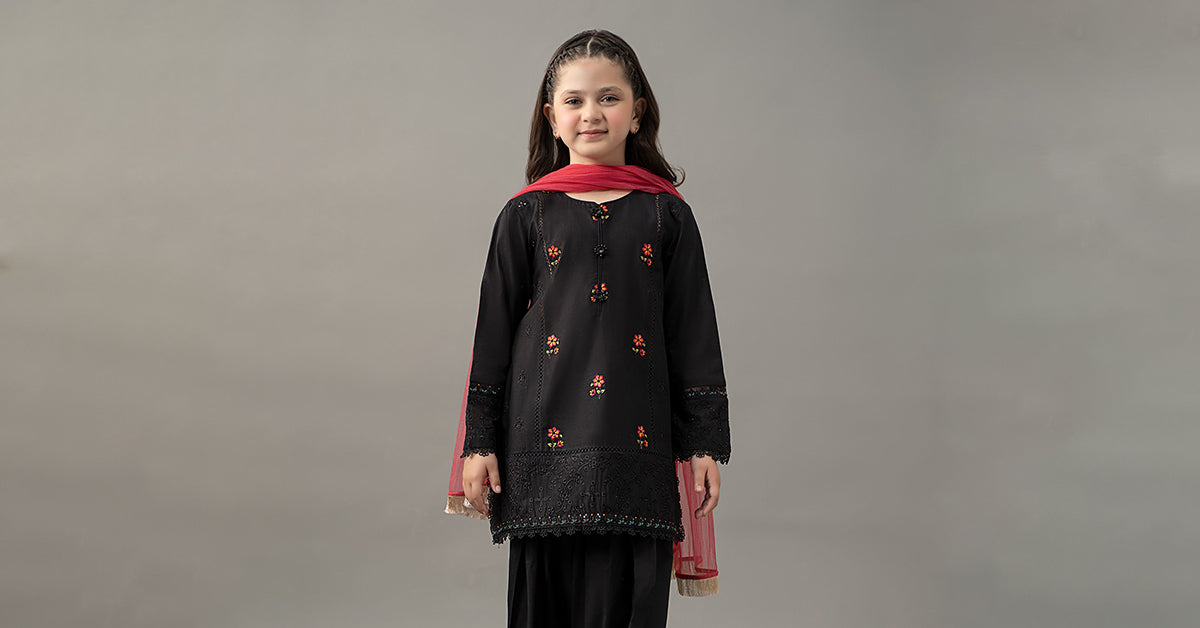 kids-clothes-mkd-ef25-53r1-black by Maria B Kids - Designer Dress  - Type : KidsClothes - Available at Libayah - 100% Original 