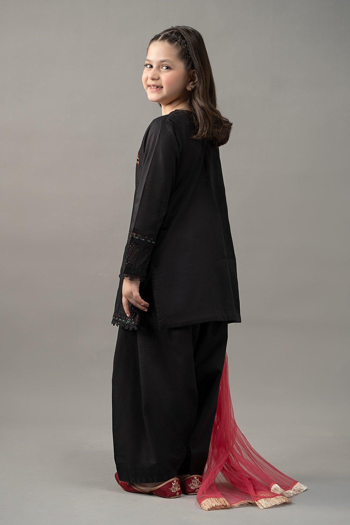 kids-clothes-mkd-ef25-53r1-black by Maria B Kids - Designer Dress  - Type : KidsClothes - Available at Libayah - 100% Original 