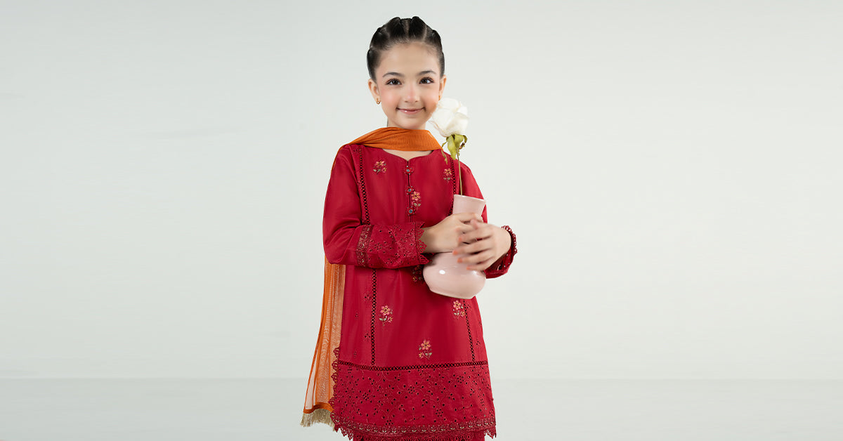 kids-clothes-mkd-ef25-53r1-red by Maria B Kids - Designer Dress  - Type : KidsClothes - Available at Libayah - 100% Original 