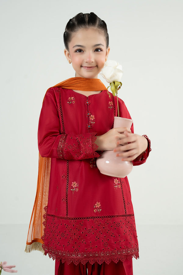 kids-clothes-mkd-ef25-53r1-red by Maria B Kids - Designer Dress  - Type : KidsClothes - Available at Libayah - 100% Original 