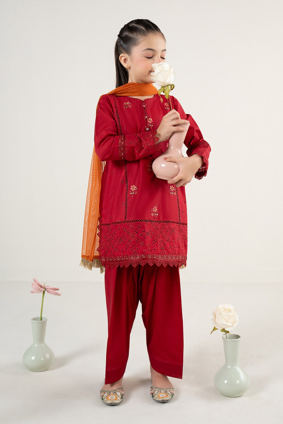 kids-clothes-mkd-ef25-53r1-red by Maria B Kids - Designer Dress  - Type : KidsClothes - Available at Libayah - 100% Original 