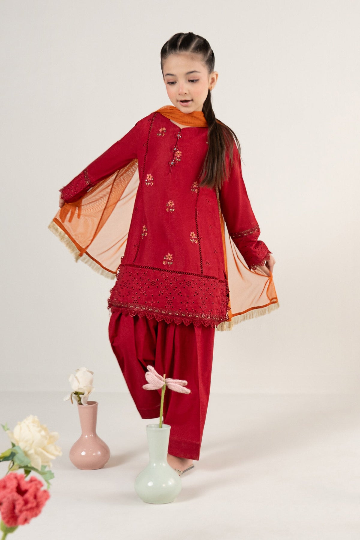 kids-clothes-mkd-ef25-53r1-red by Maria B Kids - Designer Dress  - Type : KidsClothes - Available at Libayah - 100% Original 