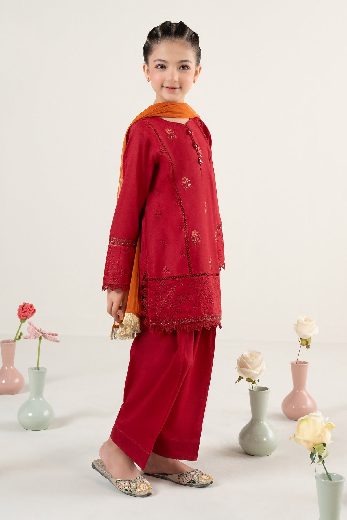 kids-clothes-mkd-ef25-53r1-red by Maria B Kids - Designer Dress  - Type : KidsClothes - Available at Libayah - 100% Original 