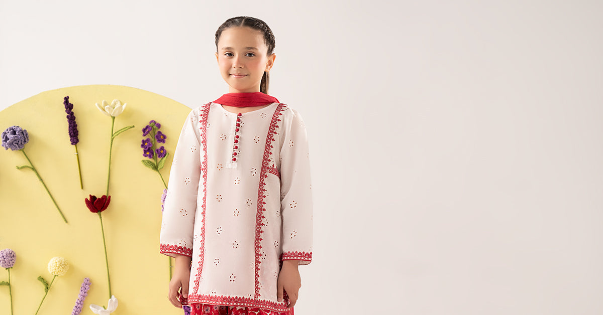 kids-clothes-mkd-ef25-66r1-white by Maria B Kids - Designer Dress  - Type : KidsClothes - Available at Libayah - 100% Original 