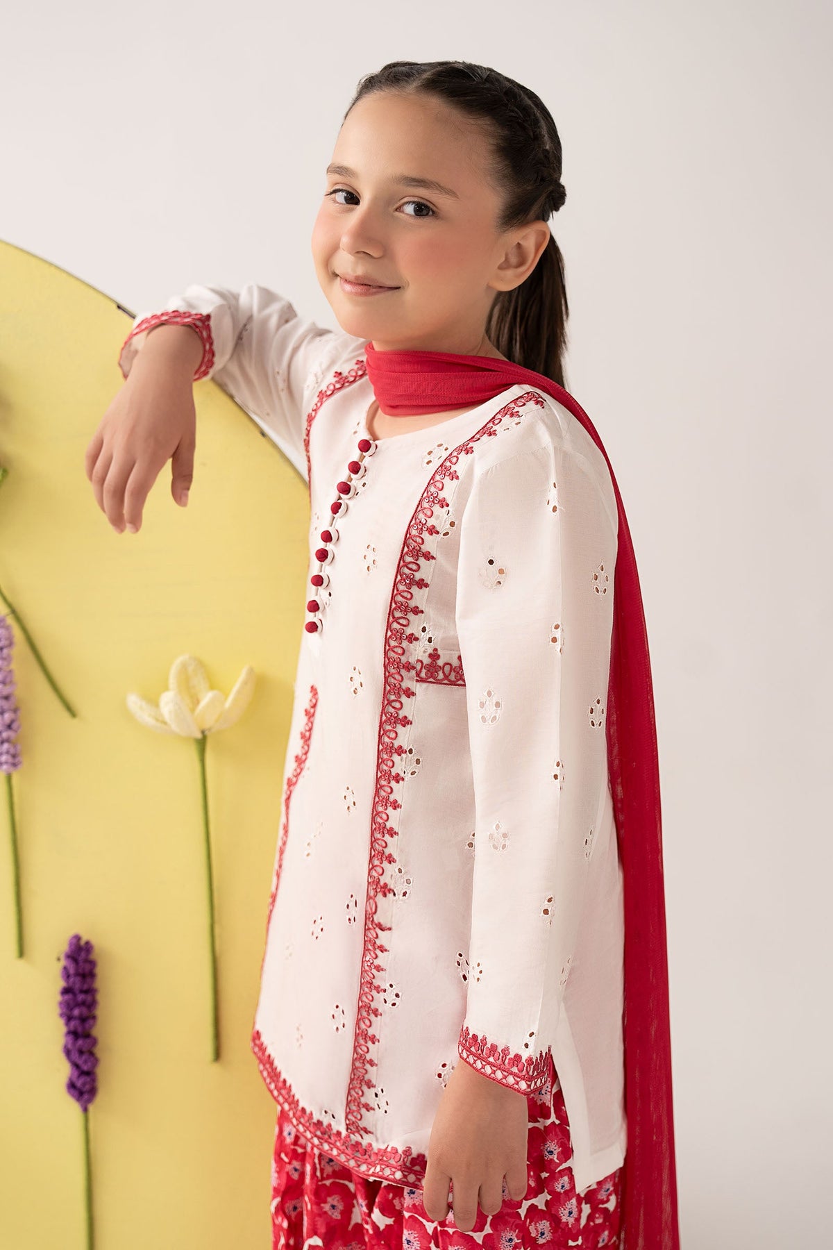 kids-clothes-mkd-ef25-66r1-white by Maria B Kids - Designer Dress  - Type : KidsClothes - Available at Libayah - 100% Original 