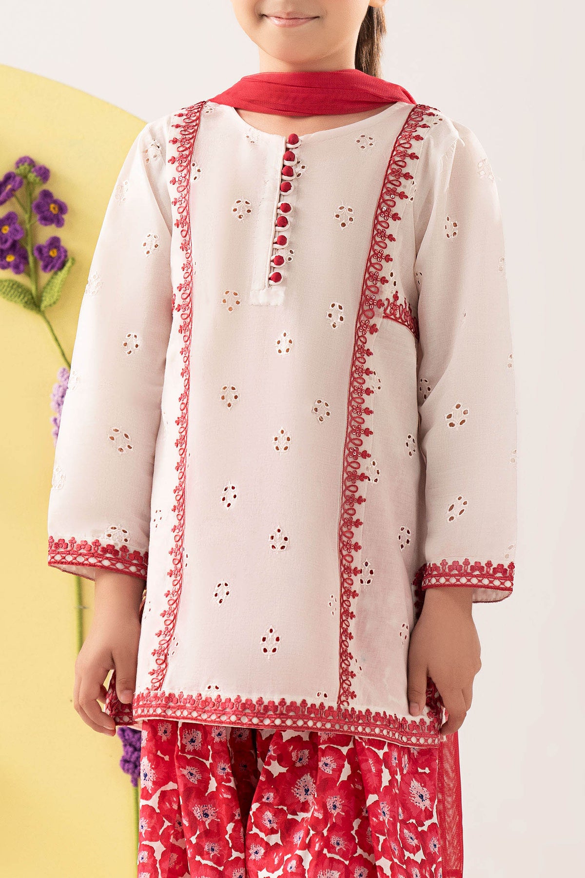 kids-clothes-mkd-ef25-66r1-white by Maria B Kids - Designer Dress  - Type : KidsClothes - Available at Libayah - 100% Original 