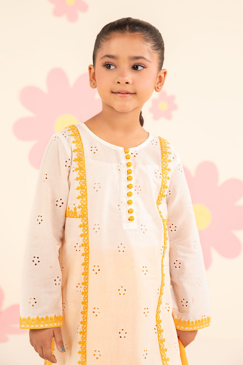 kids-clothes-mkd-ef25-66r1-white-and-yellow by Maria B Kids - Designer Dress  - Type : KidsClothes - Available at Libayah - 100% Original 