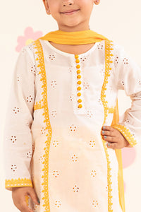 kids-clothes-mkd-ef25-66r1-white-and-yellow by Maria B Kids - Designer Dress  - Type : KidsClothes - Available at Libayah - 100% Original 
