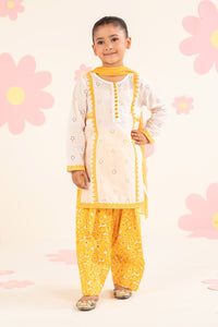 kids-clothes-mkd-ef25-66r1-white-and-yellow by Maria B Kids - Designer Dress  - Type : KidsClothes - Available at Libayah - 100% Original 