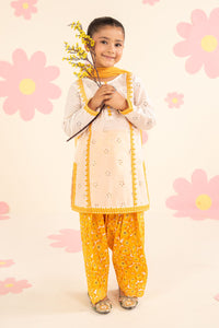 kids-clothes-mkd-ef25-66r1-white-and-yellow by Maria B Kids - Designer Dress  - Type : KidsClothes - Available at Libayah - 100% Original 