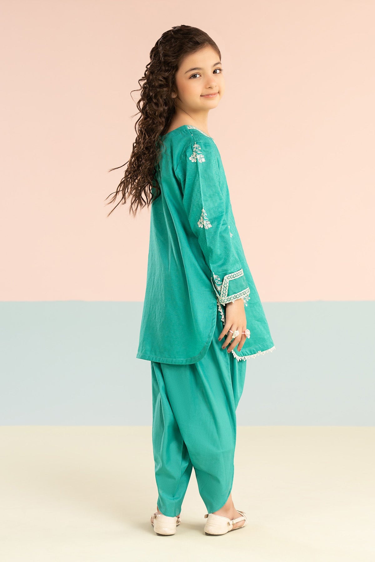 kids-clothes-mkd-ef26-01-sea-green by Maria B Kids - Designer Dress  - Type : KidsClothes - Available at Libayah - 100% Original 
