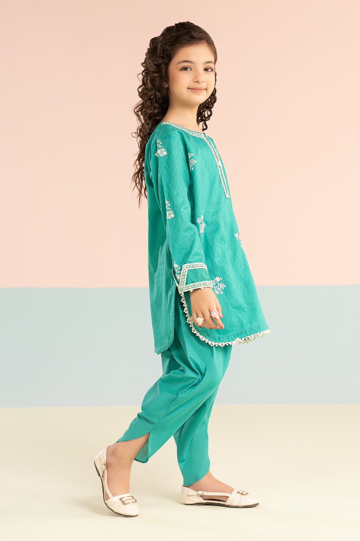 kids-clothes-mkd-ef26-01-sea-green by Maria B Kids - Designer Dress  - Type : KidsClothes - Available at Libayah - 100% Original 