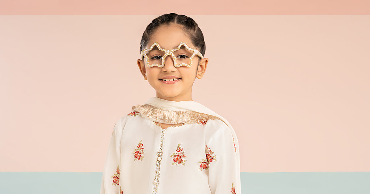 kids-clothes-mkd-ef26-04-white-and-red by Maria B Kids - Designer Dress  - Type : KidsClothes - Available at Libayah - 100% Original 