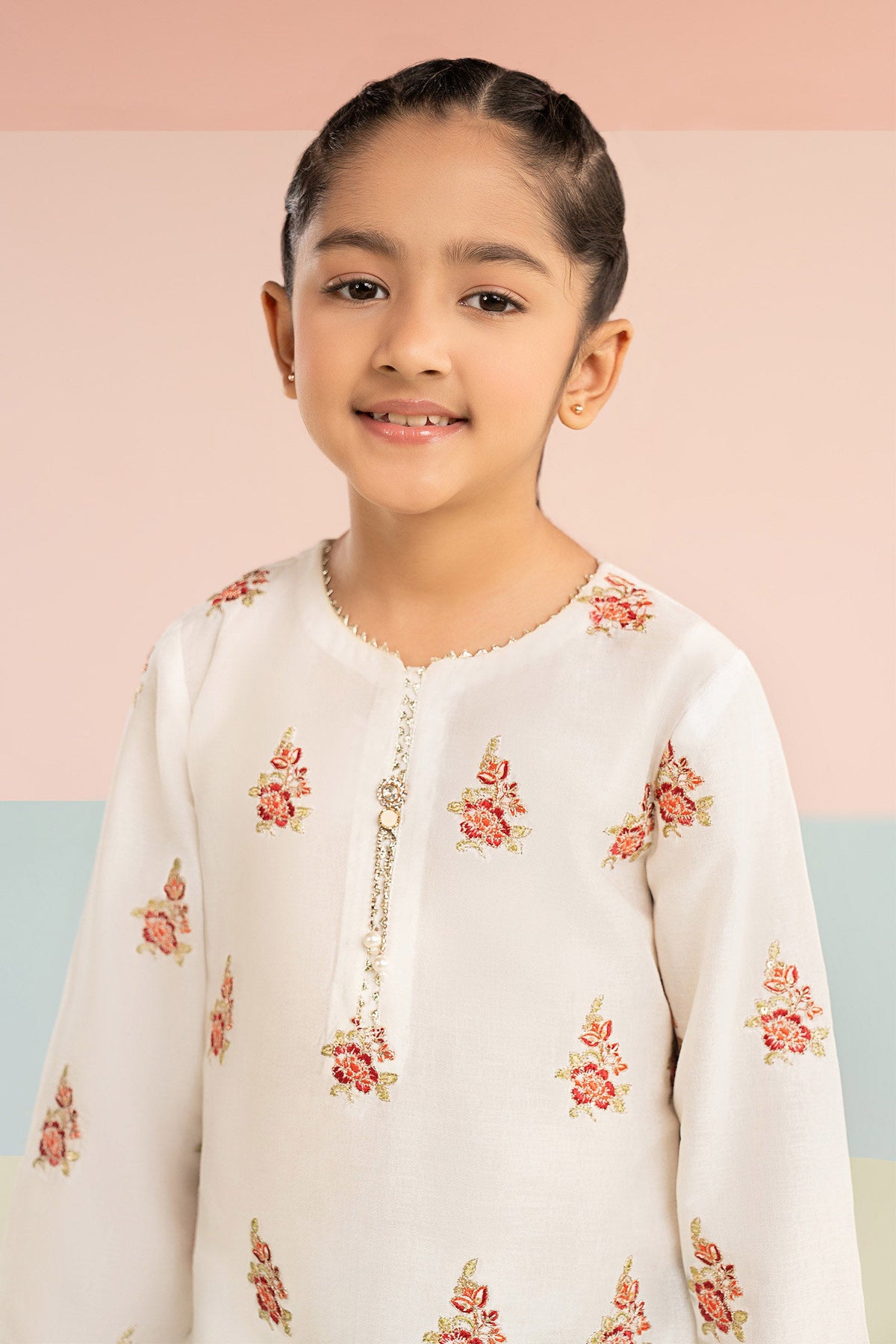 kids-clothes-mkd-ef26-04-white-and-red by Maria B Kids - Designer Dress  - Type : KidsClothes - Available at Libayah - 100% Original 