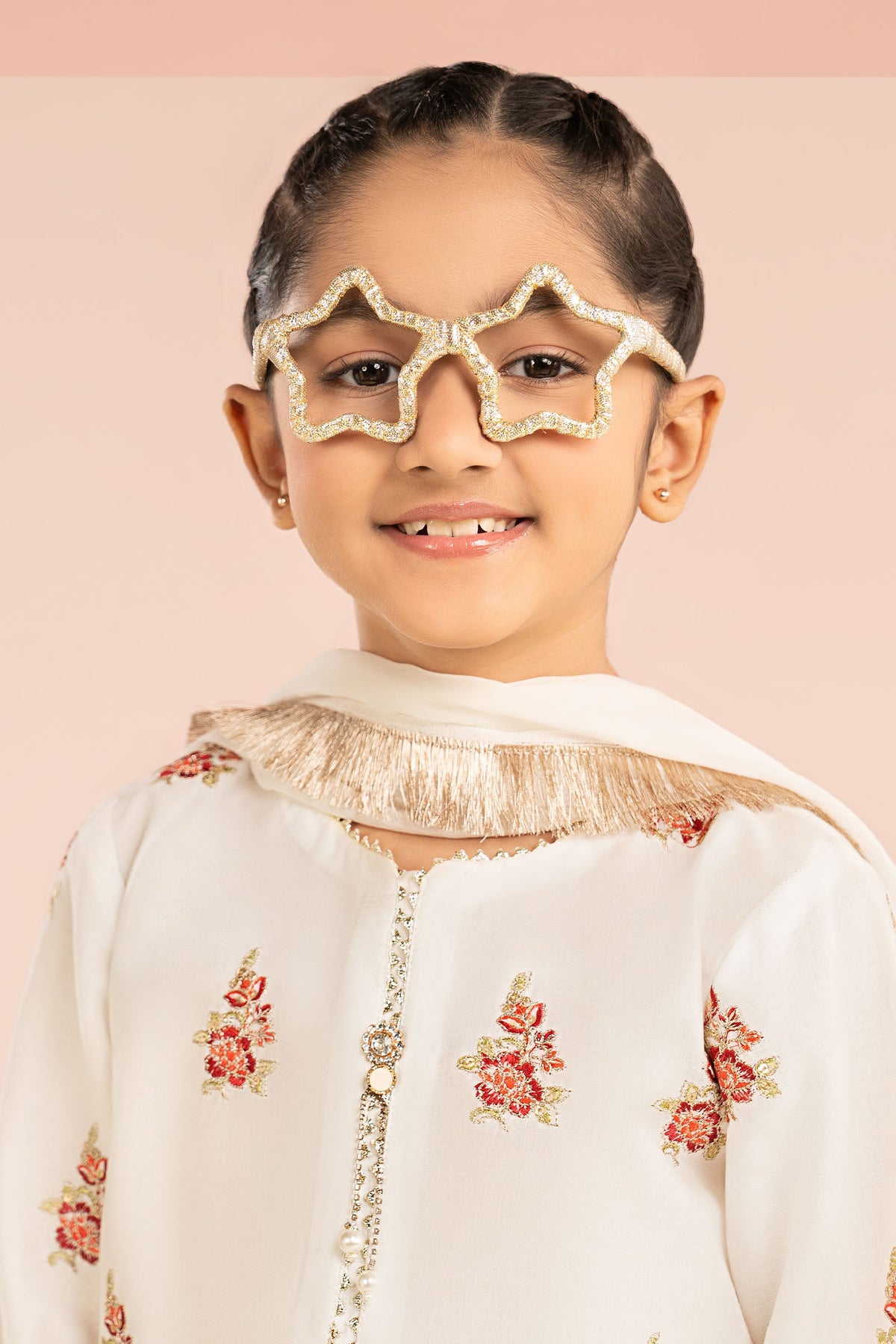 kids-clothes-mkd-ef26-04-white-and-red by Maria B Kids - Designer Dress  - Type : KidsClothes - Available at Libayah - 100% Original 