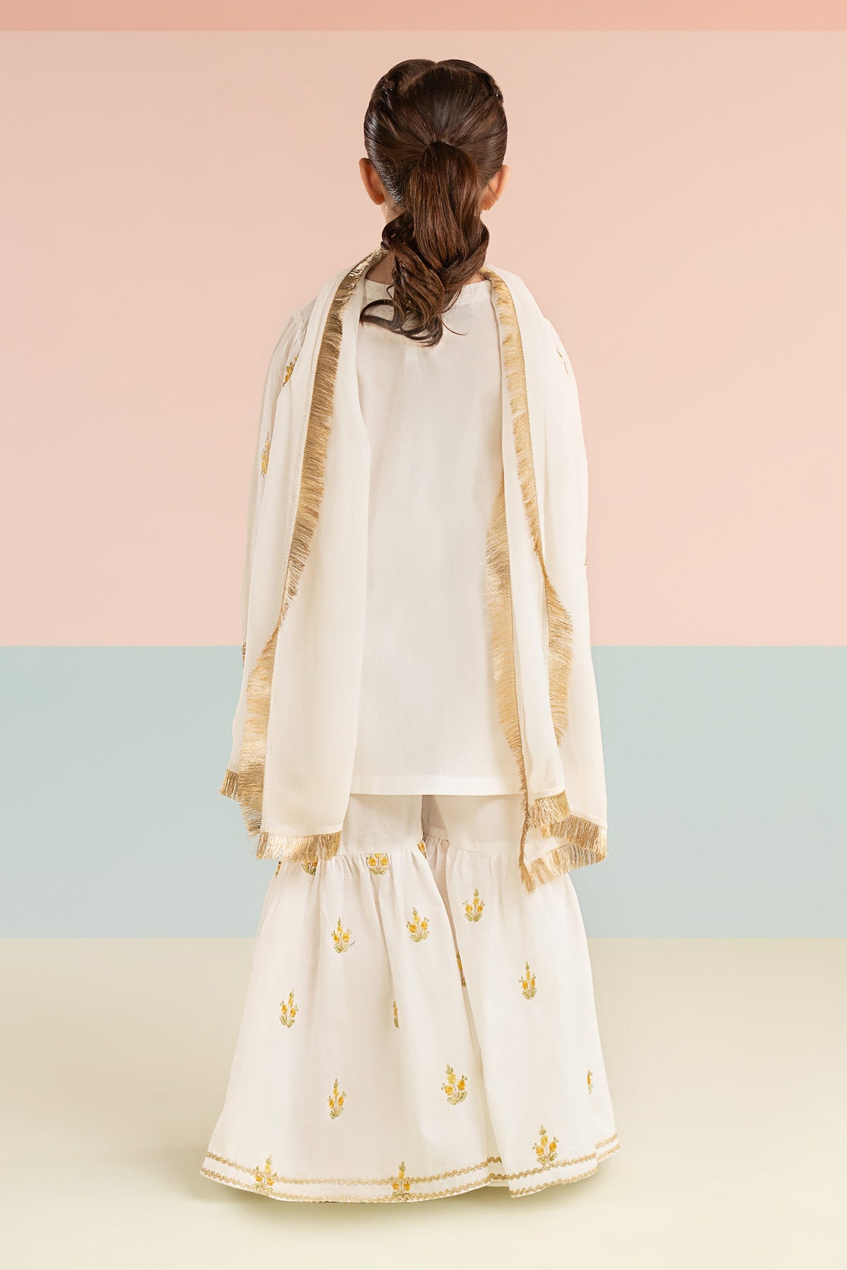 kids-clothes-mkd-ef26-04-white-and-yellow by Maria B Kids - Designer Dress  - Type : KidsClothes - Available at Libayah - 100% Original 
