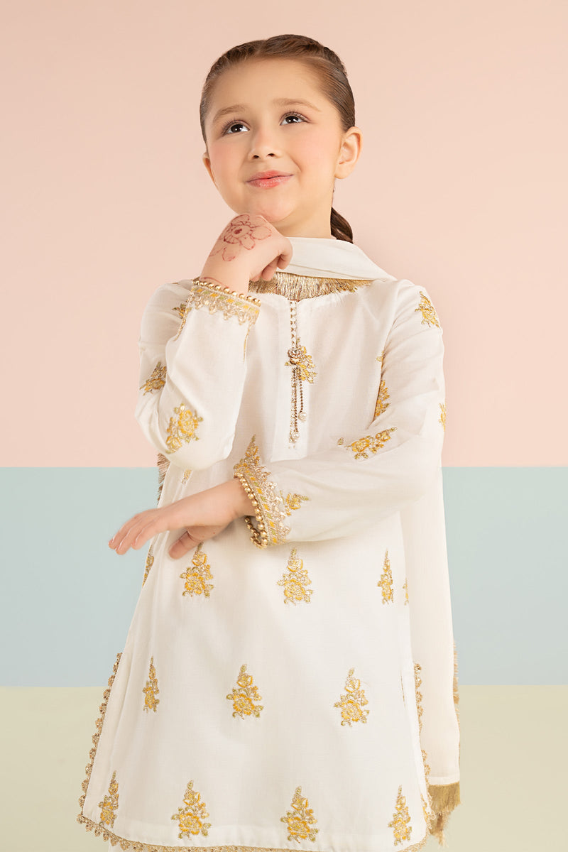 kids-clothes-mkd-ef26-04-white-and-yellow by Maria B Kids - Designer Dress  - Type : KidsClothes - Available at Libayah - 100% Original 