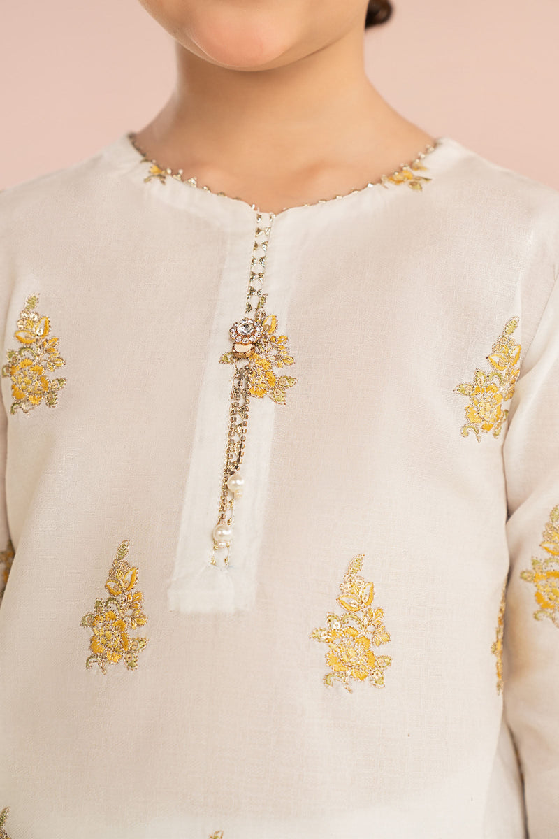 kids-clothes-mkd-ef26-04-white-and-yellow by Maria B Kids - Designer Dress  - Type : KidsClothes - Available at Libayah - 100% Original 