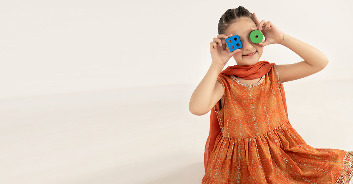 kids-clothes-mkd-ef26-07-orange by Maria B Kids - Designer Dress  - Type : KidsClothes - Available at Libayah - 100% Original 
