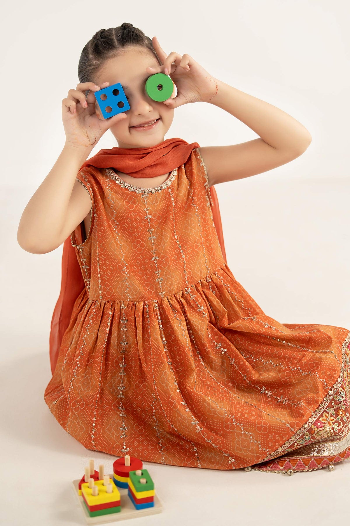 kids-clothes-mkd-ef26-07-orange by Maria B Kids - Designer Dress  - Type : KidsClothes - Available at Libayah - 100% Original 