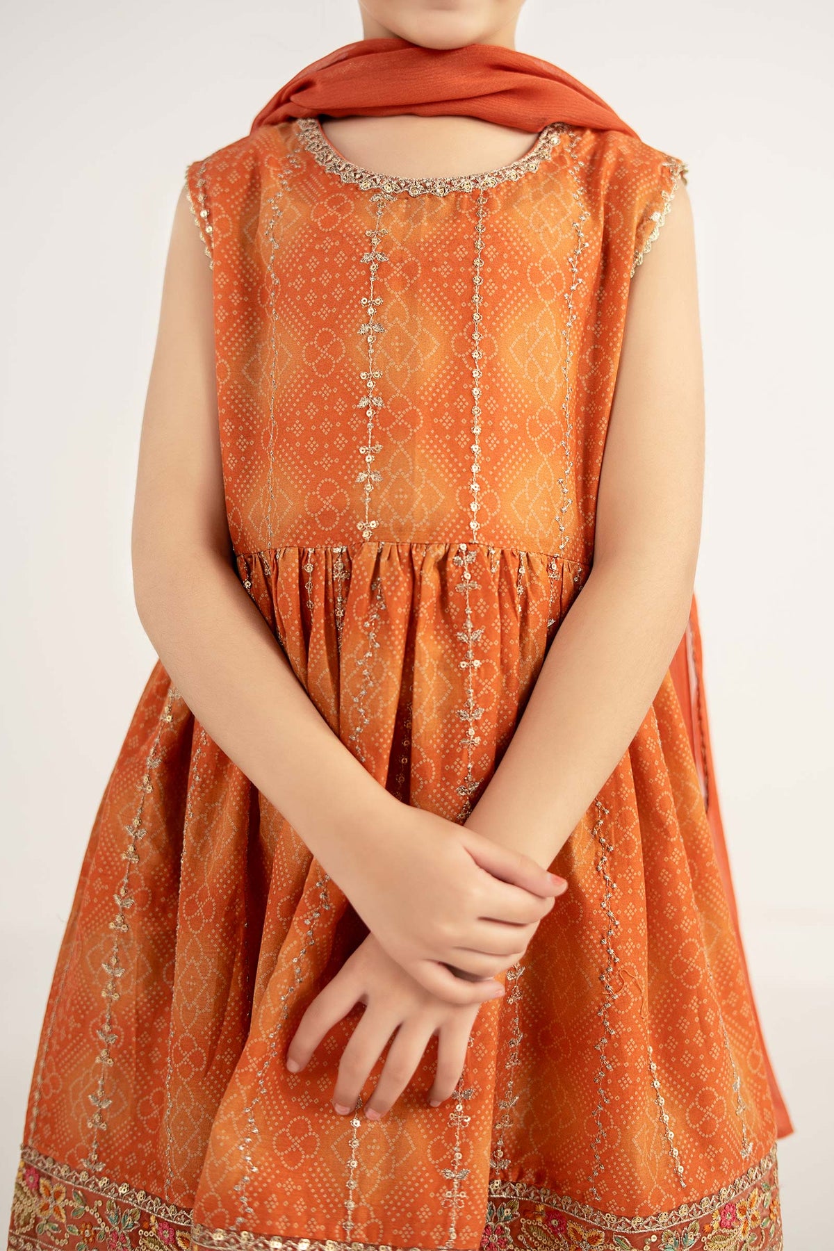 kids-clothes-mkd-ef26-07-orange by Maria B Kids - Designer Dress  - Type : KidsClothes - Available at Libayah - 100% Original 