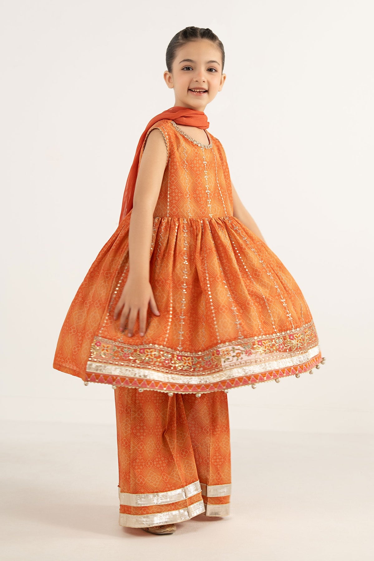 kids-clothes-mkd-ef26-07-orange by Maria B Kids - Designer Dress  - Type : KidsClothes - Available at Libayah - 100% Original 