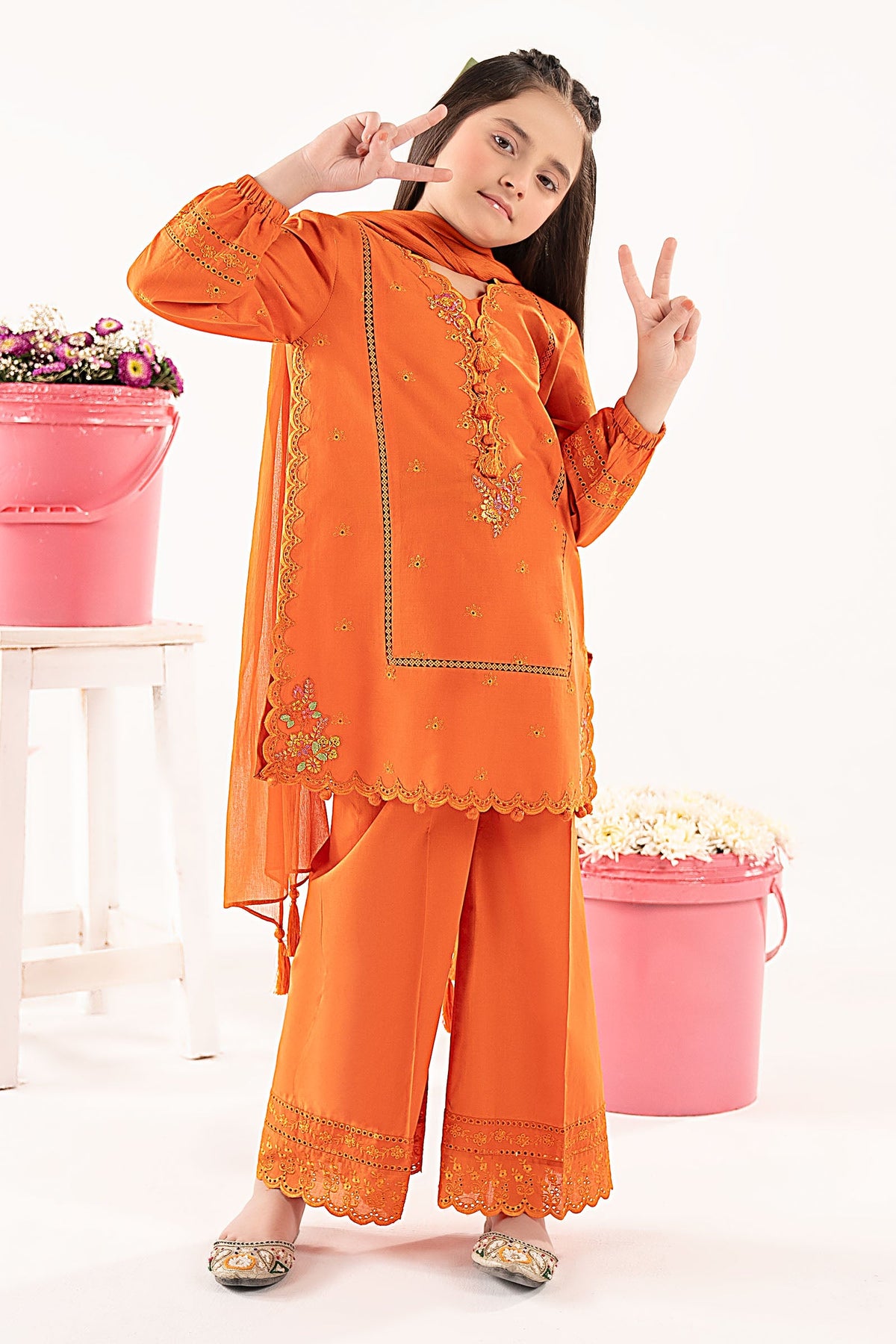 kids-clothes-mkd-ef26-11-orange by Maria B Kids - Designer Dress  - Type : KidsClothes - Available at Libayah - 100% Original 
