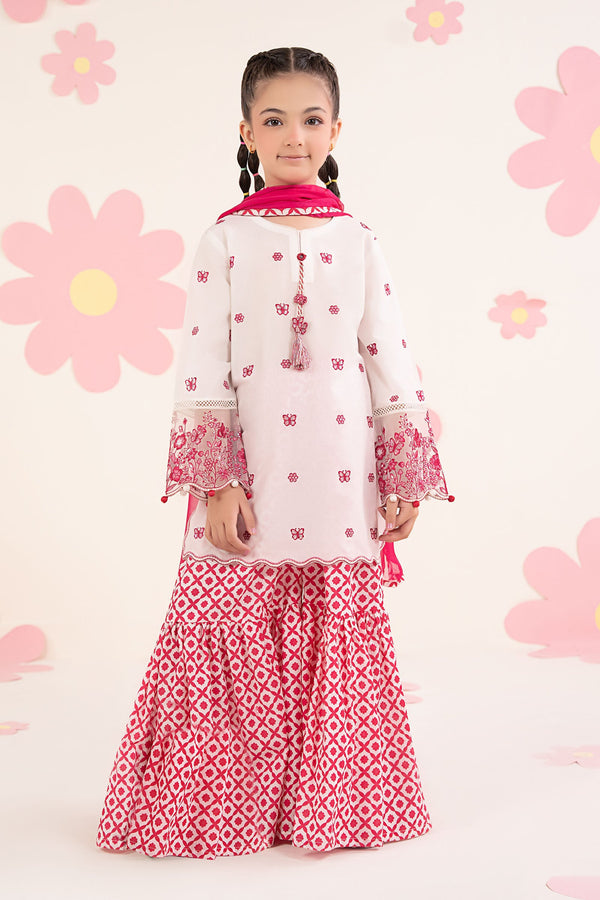 kids-clothes-mkd-ea26-14-white-and-pink by Maria B Kids - Designer Dress  - Type : KidsClothes - Available at Libayah - 100% Original 