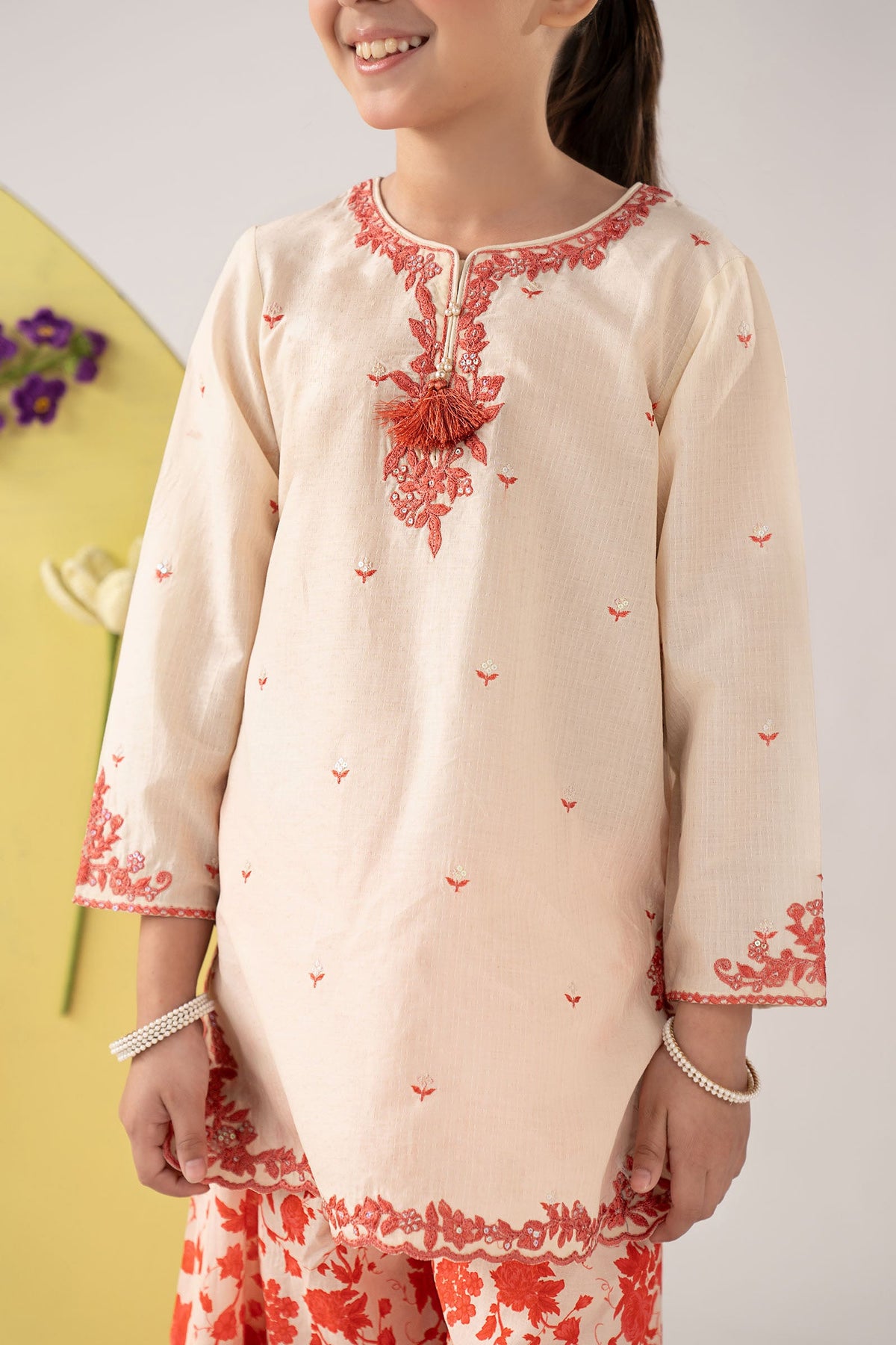kids-clothes-mkd-ef26-15-off-white by Maria B Kids - Designer Dress  - Type : KidsClothes - Available at Libayah - 100% Original 
